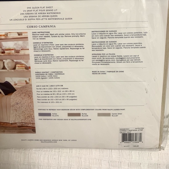 Vintage Ralph Lauren corso compañía stripes queen
flat sheet natural cream - Picture 7 of 13